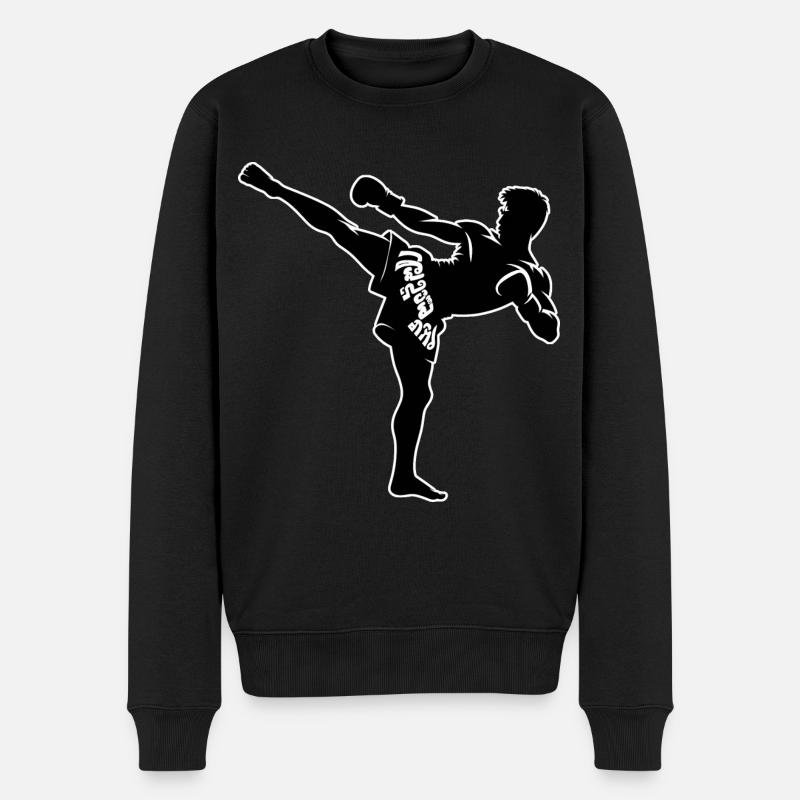 Muay Thai Kämpfer Design - Männer Premium Bio Pullover - Schwarz