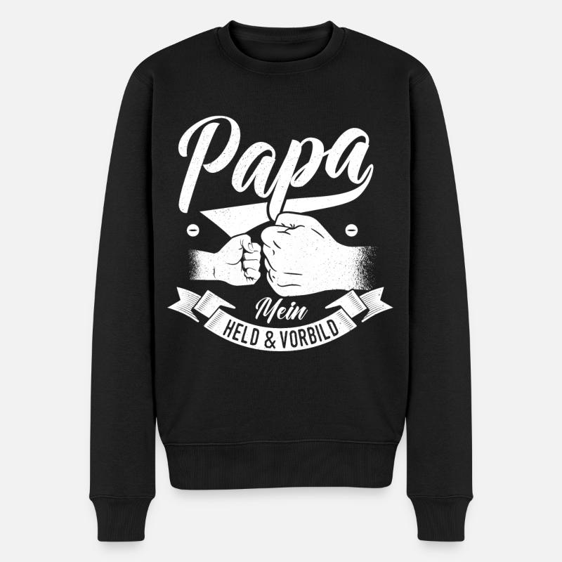 Papa Mein Held Vater Geschenk Vatertag Geburtstag - Männer Premium Bio Pullover - Schwarz