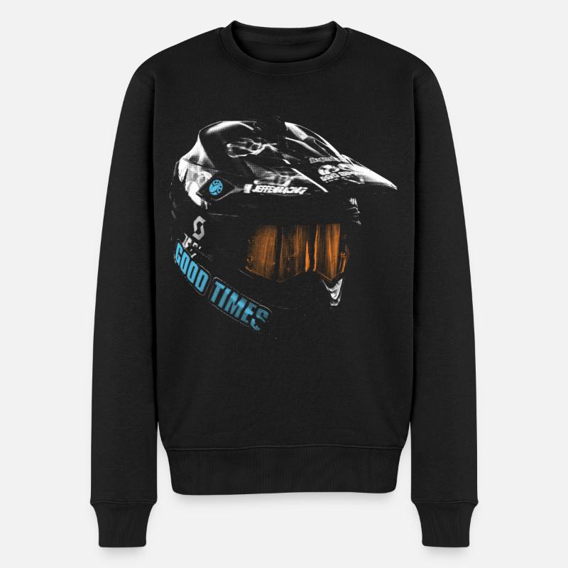 Motocross Helm - Männer Premium Bio Pullover - Schwarz