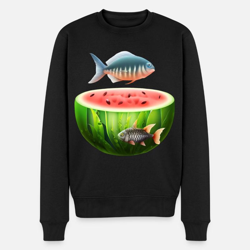 Wassermelonen Aquarium mit Fischen - Männer Premium Bio Pullover - Schwarz