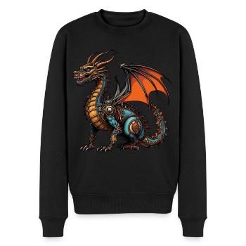 Drache - Männer Premium Bio Pullover - Schwarz - Vorne - Nico (187cm)