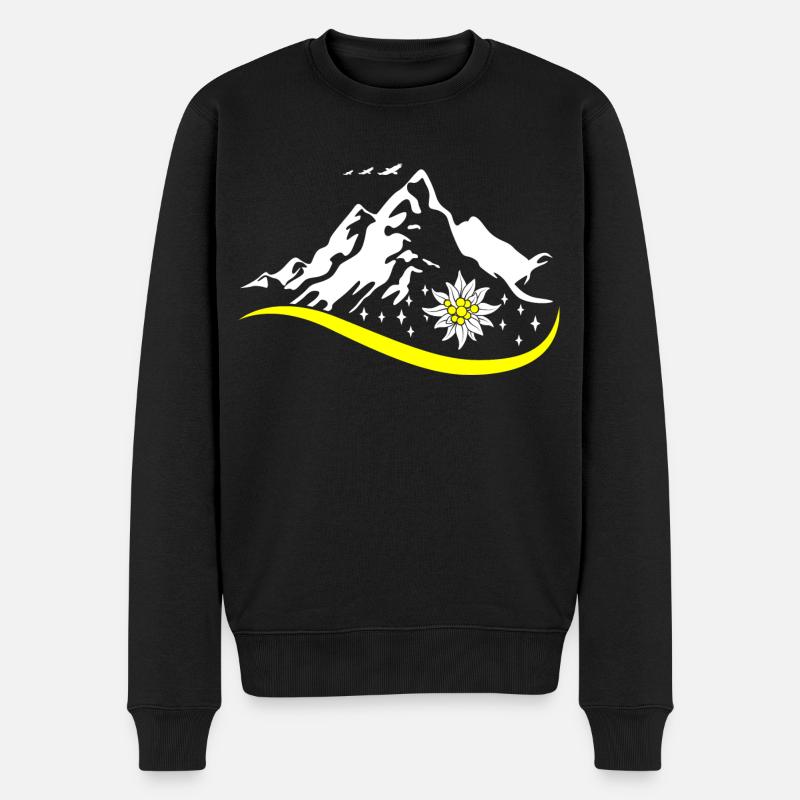 Alpen Edelweiß Edelweiss Tracht für Dirndl - Männer Premium Bio Pullover - Schwarz