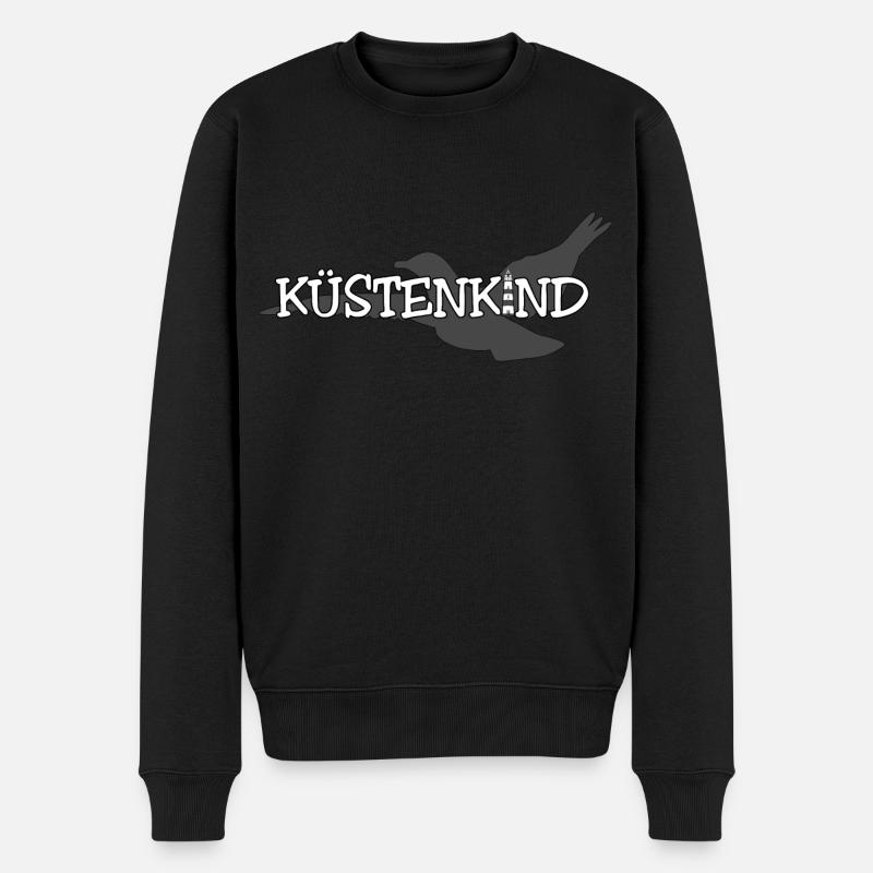 Kind der Küste, Ostfriesland mit Leuchtturm - Männer Premium Bio Pullover - Schwarz