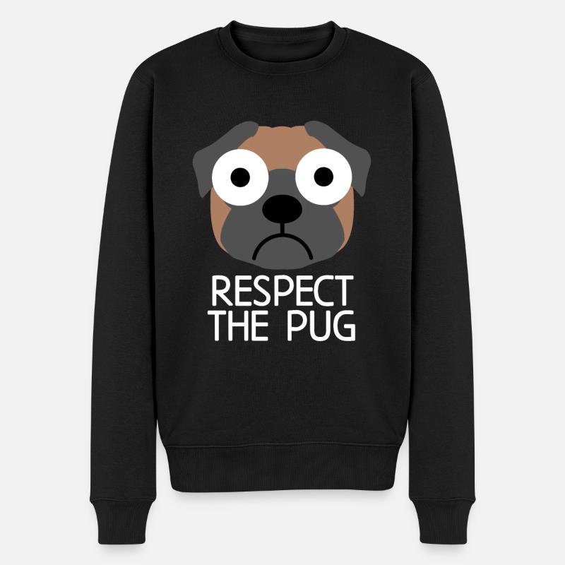 Respektiere den Mops: Mops Hund Zitat - Männer Premium Bio Pullover - Schwarz