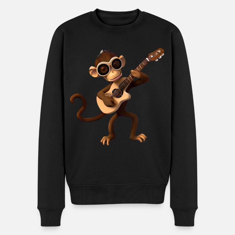 Guitariste Monkey - Pull Premium bio Homme - noir