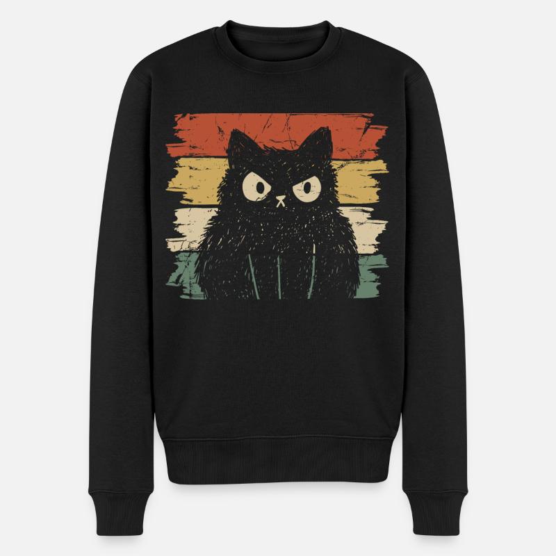 Böse Katze in Vintage - Männer Premium Bio Pullover - Schwarz