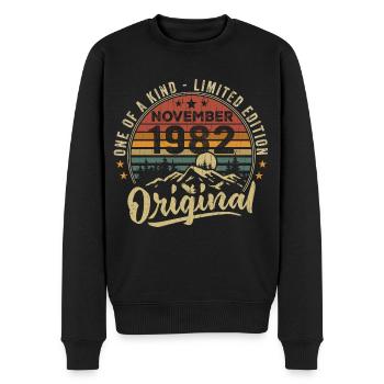 Jahrgang November 1982 Retro Geschenk November 1982 - Männer Premium Bio Pullover - Schwarz - Vorne - Nico (187cm)
