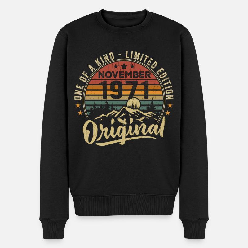 Jahrgang November 1971 Retro Geschenk November 1971 - Männer Premium Bio Pullover - Schwarz