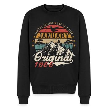 Januar 1966 Geburtstagsgeschenk - Januar 1966 - Männer Premium Bio Pullover - Schwarz - Vorne - Nico (187cm)