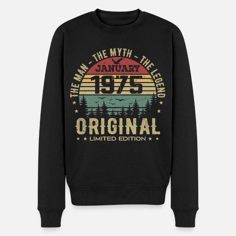 50 Jahre altes Geburtstagsgeschenk, geboren im Januar 1975 - Männer Premium Bio Pullover - Schwarz
