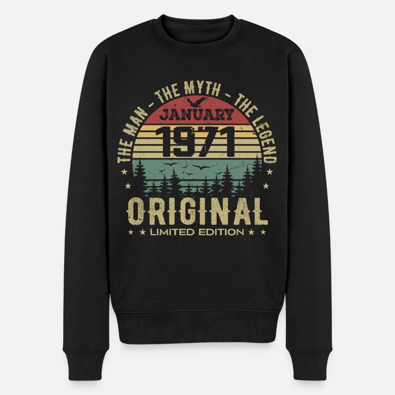 54 Jahre altes Geburtstagsgeschenk, geboren im Januar 1971 - Männer Premium Bio Pullover - Schwarz