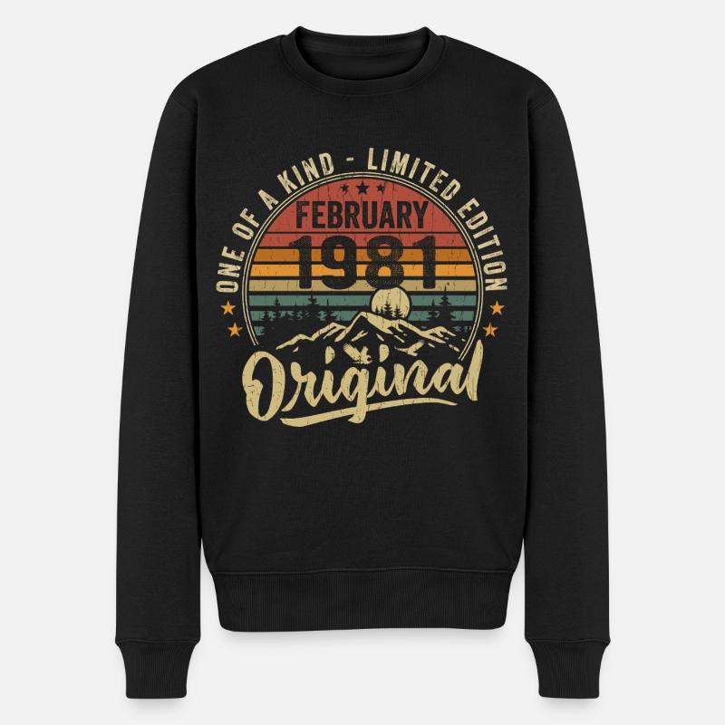 Cadeau Anniversaire Février 1981 Cool Février 1981 - Pull Premium bio Homme - noir