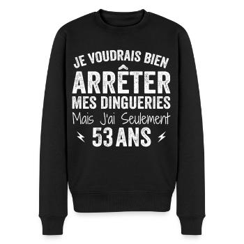 53. Geburtstagsgeschenk Lustig 53 Jahre - Männer Premium Bio Pullover - Schwarz - Vorne - Nico (187cm)