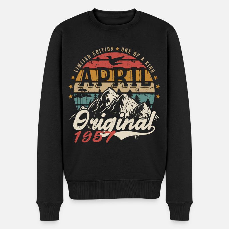 April 1957 | Geburtstag April 1957 - Männer Premium Bio Pullover - Schwarz