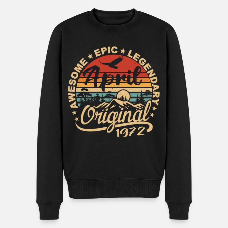 April 1972 Geburtstagsgeschenk, geboren im April 1972 - Männer Premium Bio Pullover - Schwarz