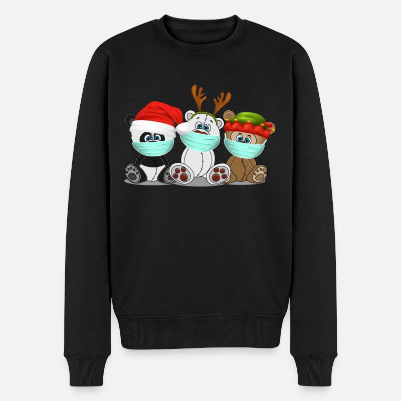 Xmas Grizzly Polar Panda Bären mit Mundschutz - Männer Premium Bio Pullover - Schwarz