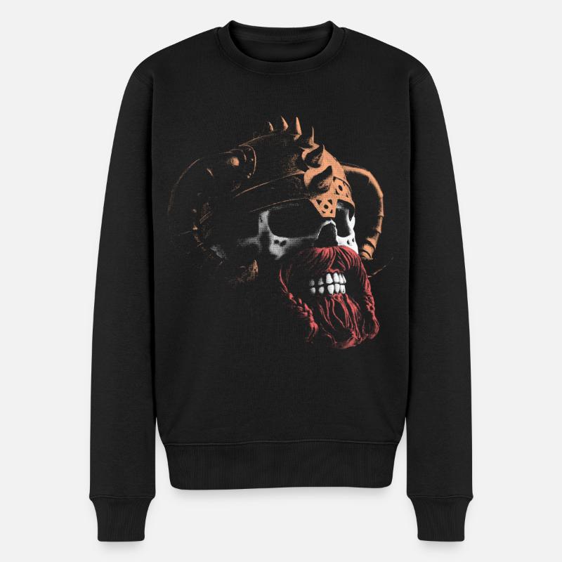 Wikinger Totenkopf - Männer Premium Bio Pullover - Schwarz