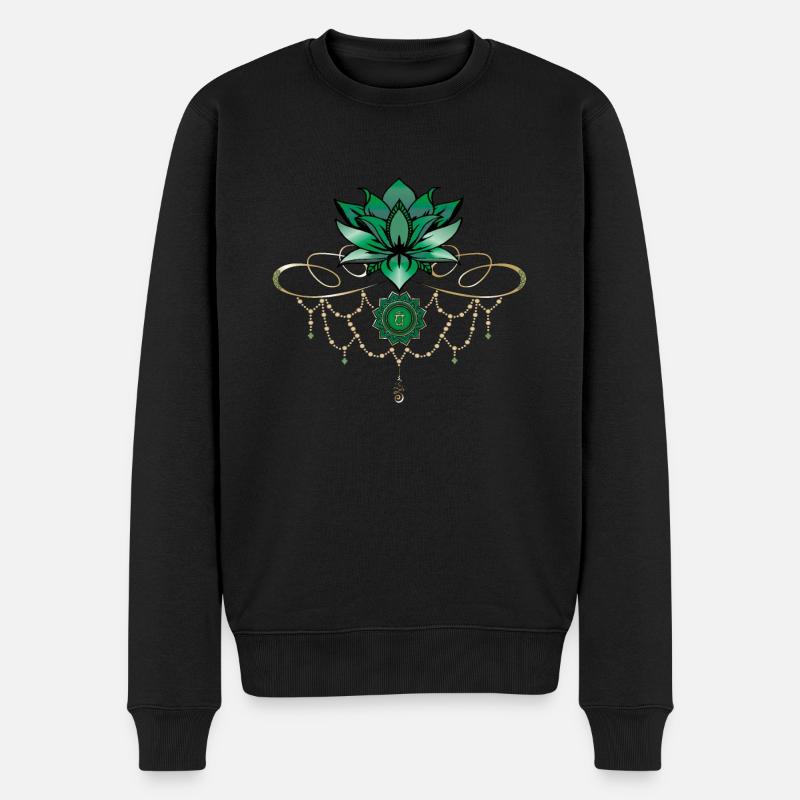 Chakras du lotus vert unalome - Pull Premium bio Homme - noir