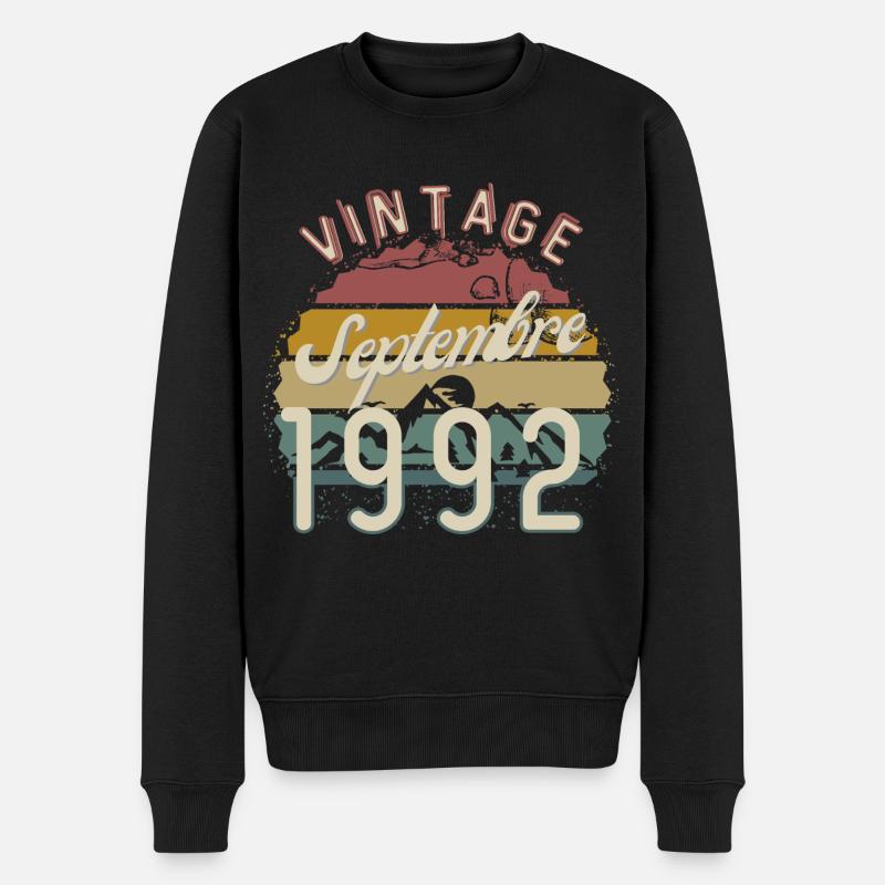 Jahrgang September 1992 - Männer Premium Bio Pullover - Schwarz