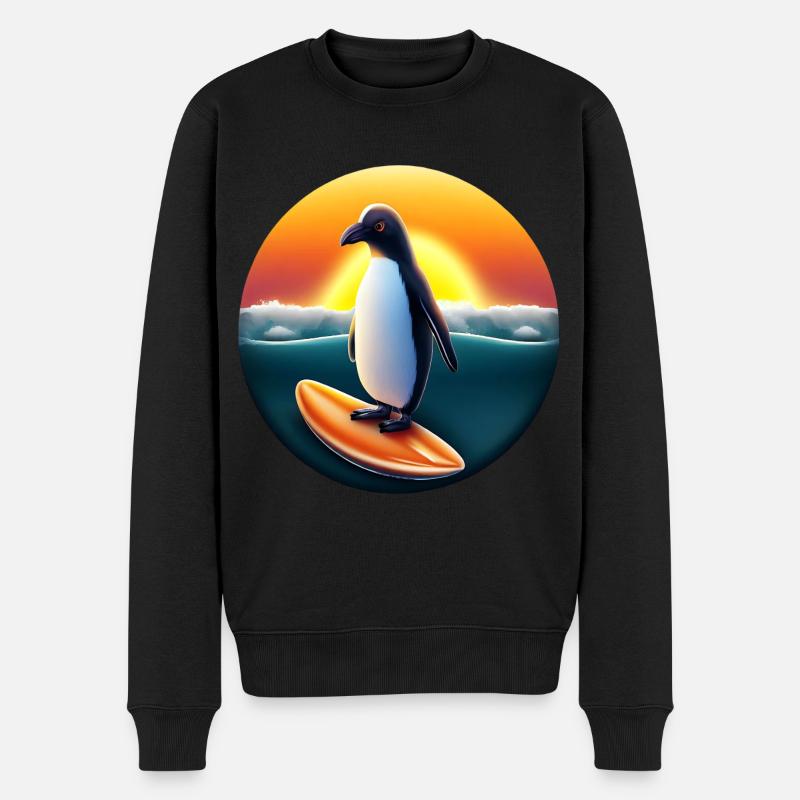 Penguin Surfer - Pull Premium bio Homme - noir