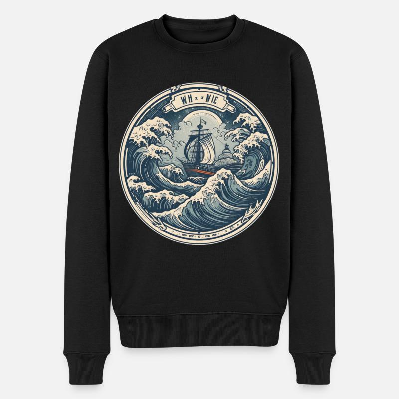 Vagues de voiliers - Pull Premium bio Homme - noir