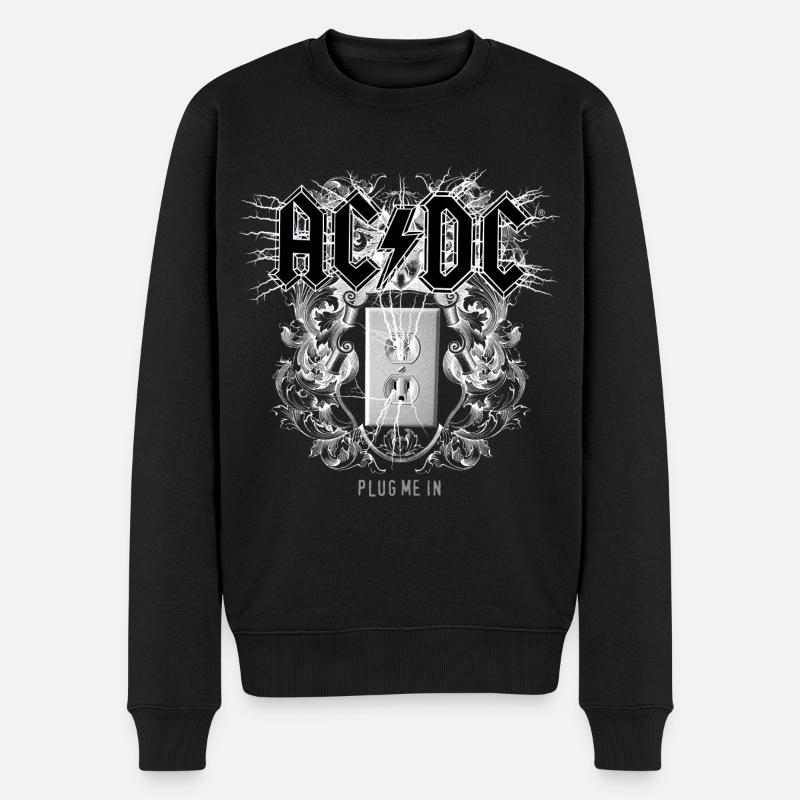 AC/DC Logo Mit Steckdose Plug Me In Videoalbum - Männer Premium Bio Pullover - Schwarz