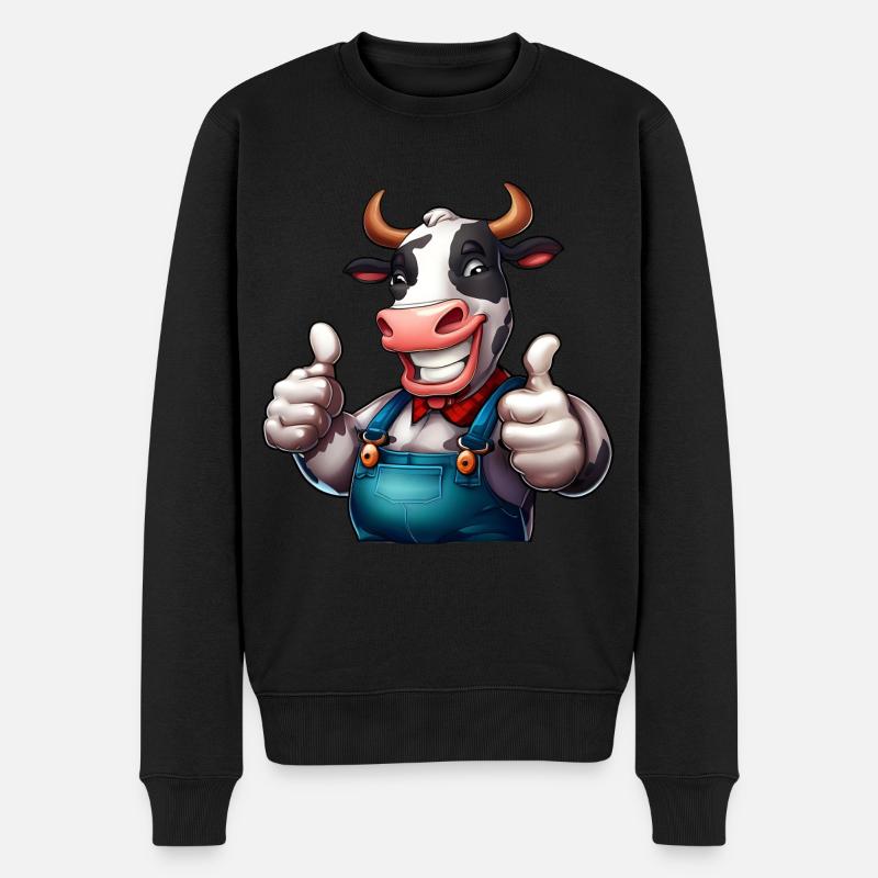 Vache de ferme joyeuse - Pull Premium bio Homme - noir