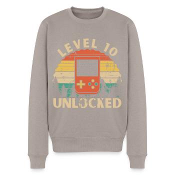 Level 10 freigeschaltet - Männer Premium Bio Pullover - Taupe - Vorne - Nico (187cm)