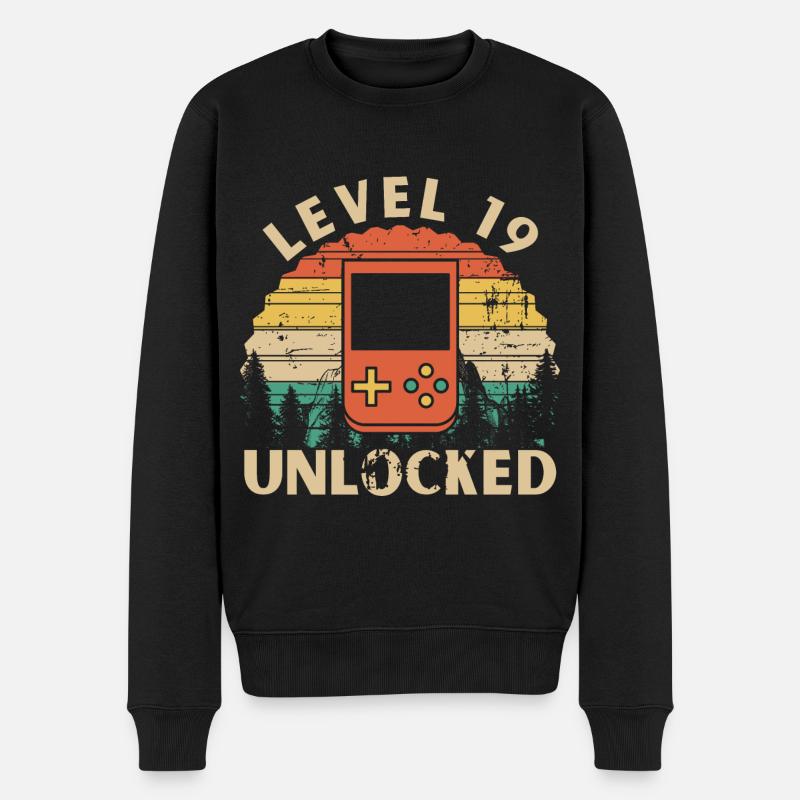 Level 19 Unlocked - Men's Premium Organic Jumper - black