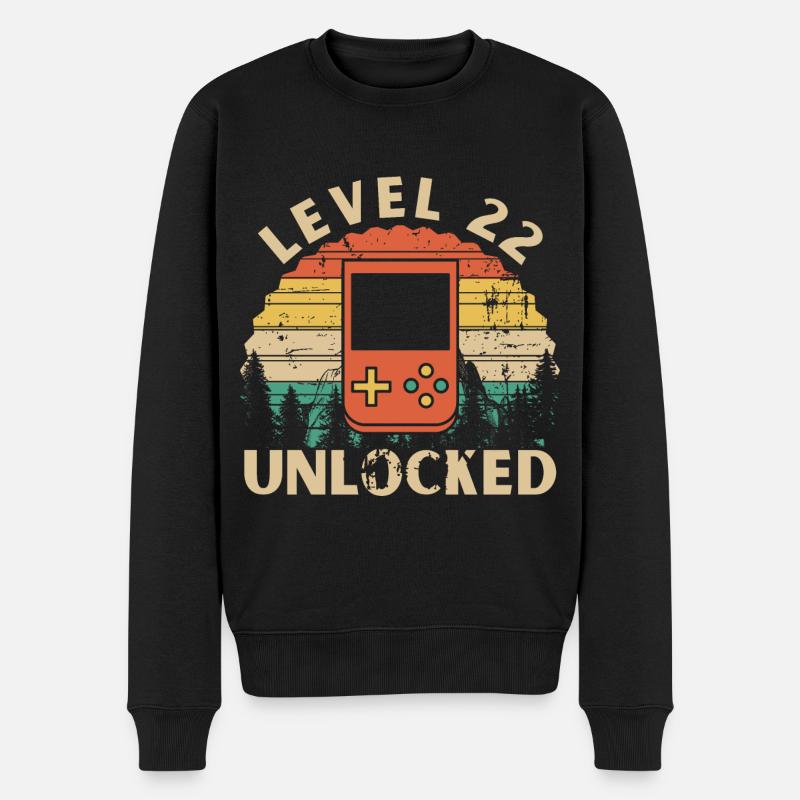 Level 22 Unclocked - Men's Premium Organic Jumper - black