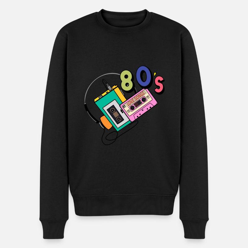 Achtziger - Männer Premium Bio Pullover - Schwarz