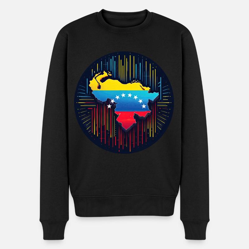Neon Venezuela Karte - Männer Premium Bio Pullover - Schwarz