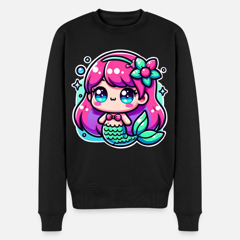 Meerjungfrau - Männer Premium Bio Pullover - Schwarz