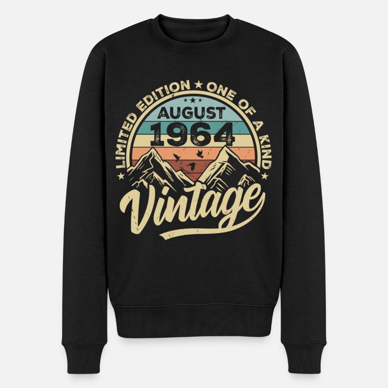 Geburtstag August 1964 Geburtstagsgeschenk August - Männer Premium Bio Pullover - Schwarz