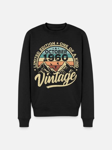 October 1960 Birthday 1960 Born October 1960 - Men's Premium Organic Jumper - black