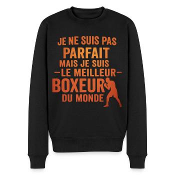 Pas parfait boxeur idée cadeau Boxe Humour Sport - Pull Premium bio Homme - noir - Devant - Nico (187cm)