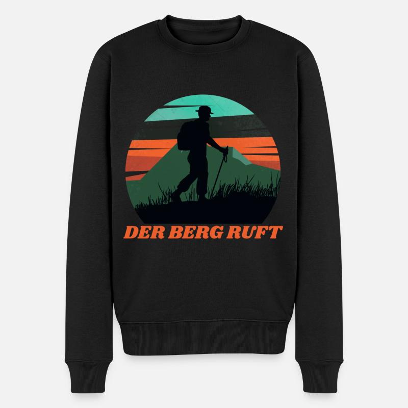 Der Berg Ruft Bergsteiger Wanderer Geschenk Shirt - Männer Premium Bio Pullover - Schwarz