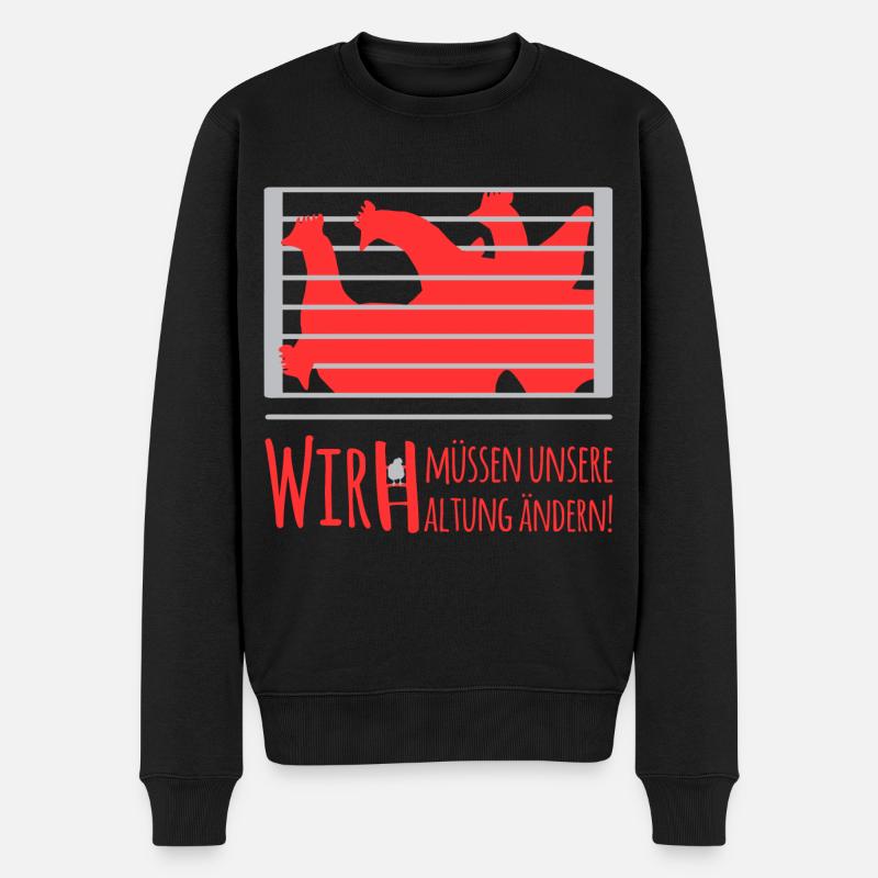 Stoppt MassenTierhaltung (Hühner-Edition) - Männer Premium Bio Pullover - Schwarz