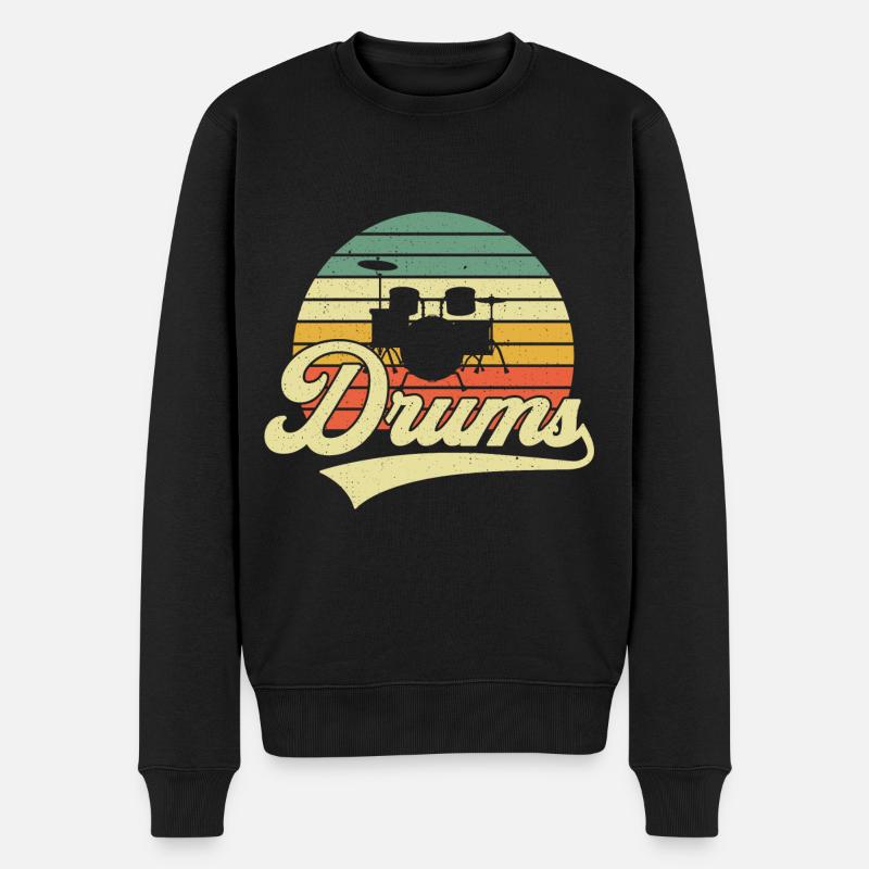 Schlagzeug Drums Retro Vintage - Männer Premium Bio Pullover - Schwarz