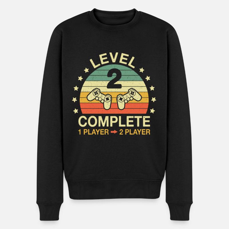 Level 2 Complete Gamer 2 Jahrestag Hochzeitstag - Männer Premium Bio Pullover - Schwarz
