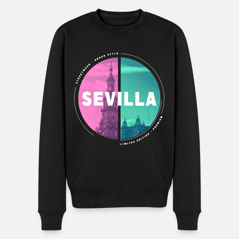 Sevilla Spanien Stadt Skyline Heimat Liebe Urlaub - Männer Premium Bio Pullover - Schwarz