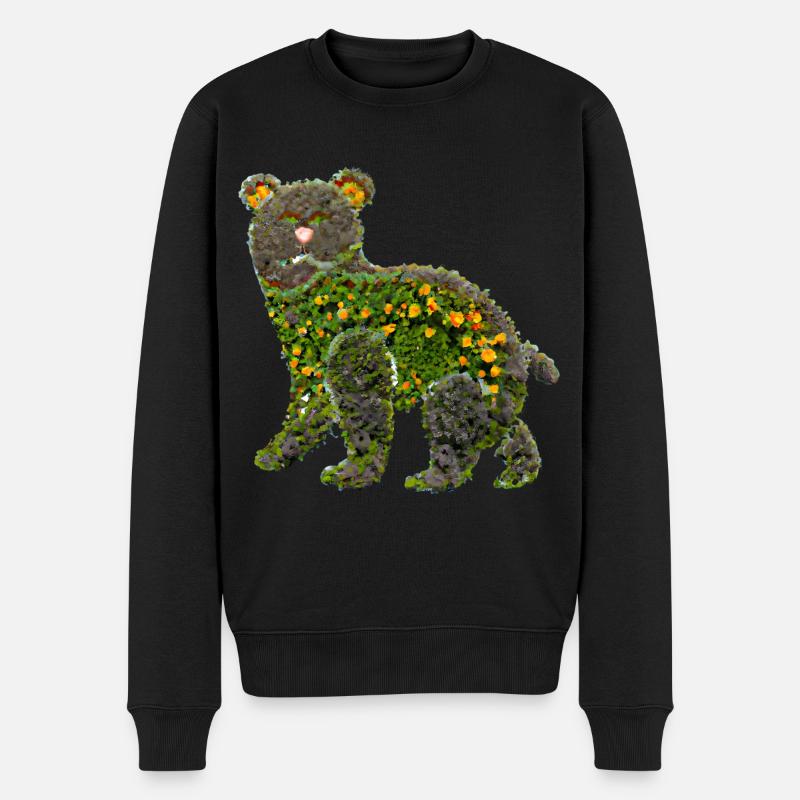 Blumenbär Bär Blumen - Männer Premium Bio Pullover - Schwarz