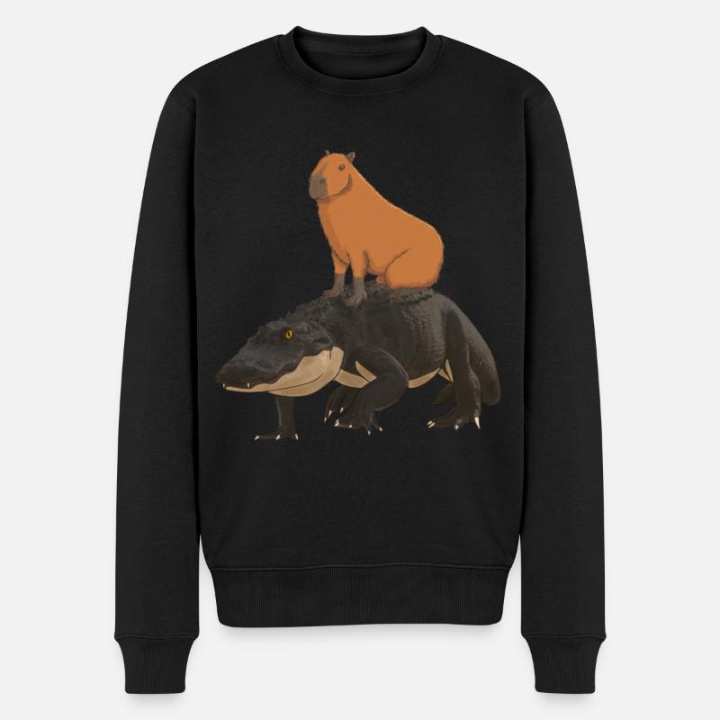 Capybara Krokodil - Männer Premium Bio Pullover - Schwarz