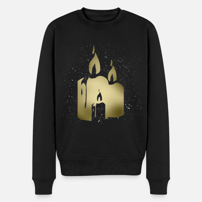 Kerze - Männer Premium Bio Pullover - Schwarz