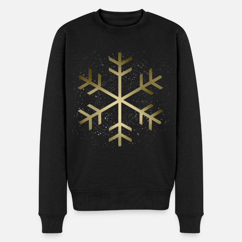 goldene Schneeflocke - Männer Premium Bio Pullover - Schwarz