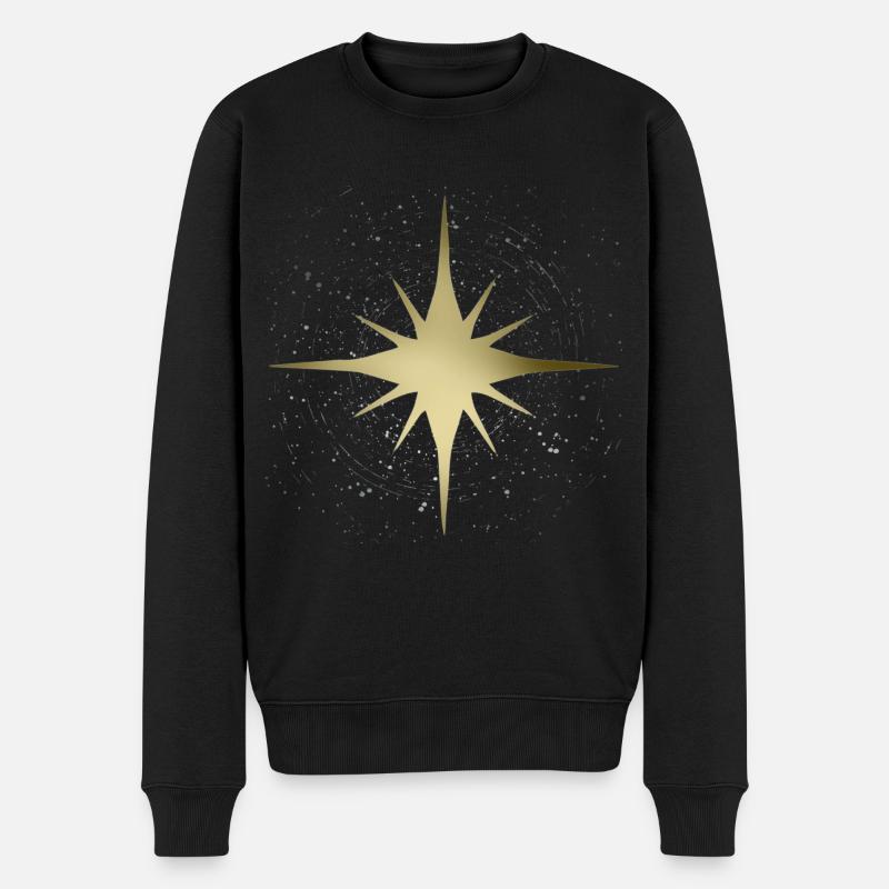 Weihnachtsstern - Männer Premium Bio Pullover - Schwarz