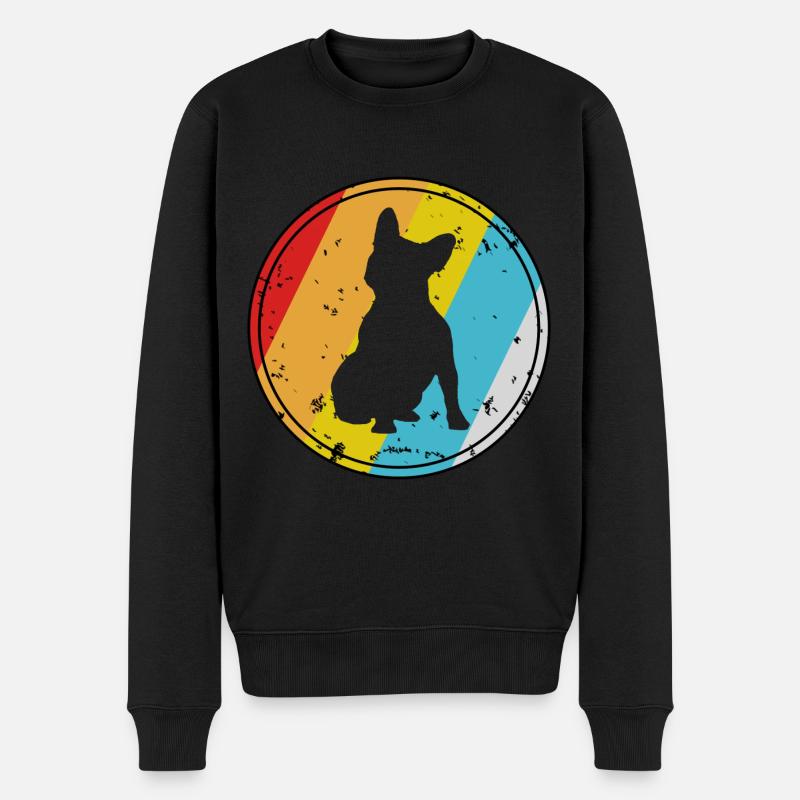 Retro Boston Terrier - Männer Premium Bio Pullover - Schwarz