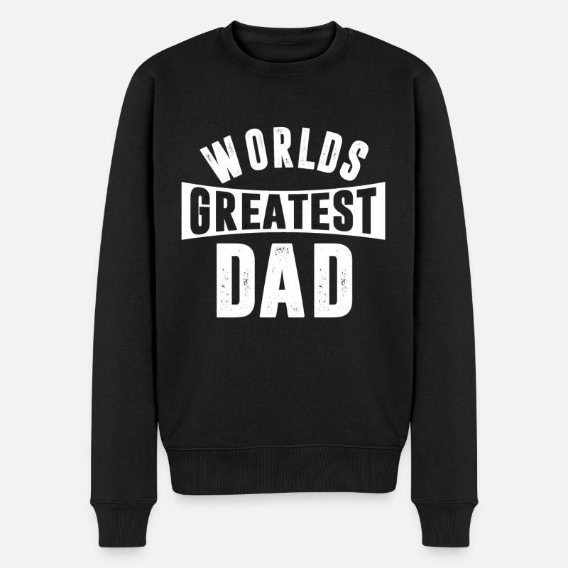 Worlds greatest Daddy Bester Dad Papa Vater - Männer Premium Bio Pullover - Schwarz