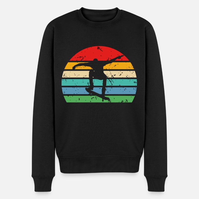 Skateboarder Skateboard Skate Skater Retro - Männer Premium Bio Pullover - Schwarz
