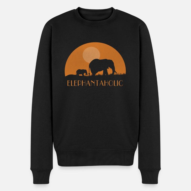 Elefant Elefanten - Männer Premium Bio Pullover - Schwarz